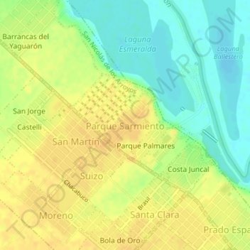 Parque Sarmiento topographic map, elevation, terrain