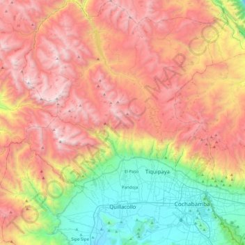 Quillacollo topographic map, elevation, terrain
