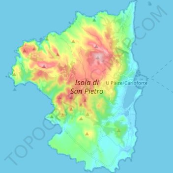 Isola di San Pietro topographic map, elevation, terrain