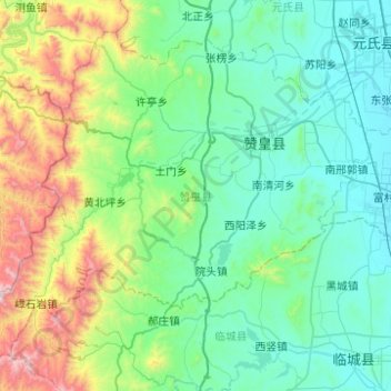 赞皇县 topographic map, elevation, terrain