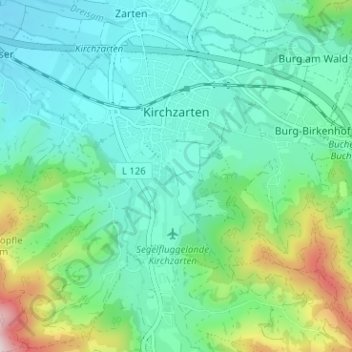 Kirchzarten (Kernort) topographic map, elevation, terrain