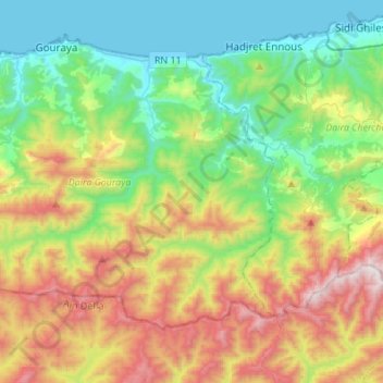 Messelmoun topographic map, elevation, terrain