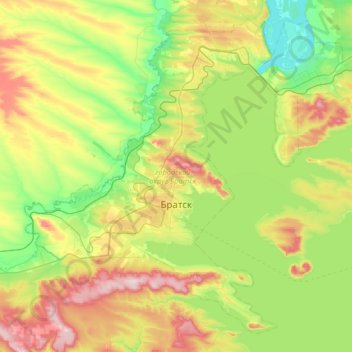 Bratsk topographic map, elevation, terrain