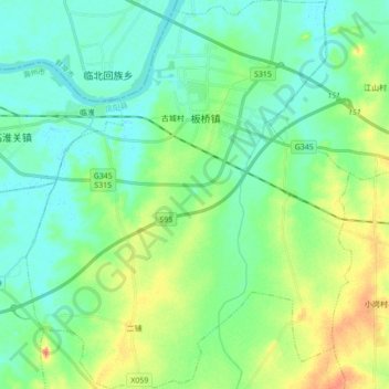板桥镇 topographic map, elevation, terrain