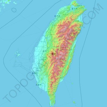 Taiwan topographic map, elevation, terrain