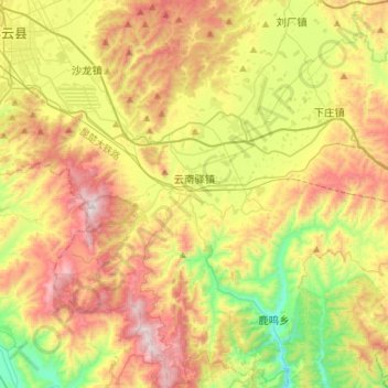 云南驿镇 topographic map, elevation, terrain
