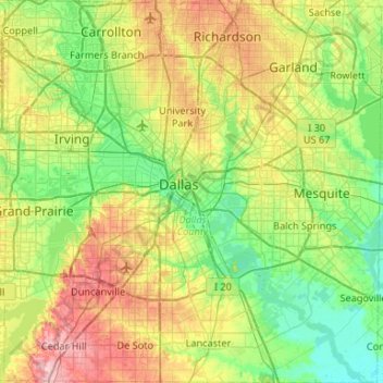 Dallas County topographic map, elevation, terrain