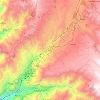 Tixán topographic map, elevation, terrain