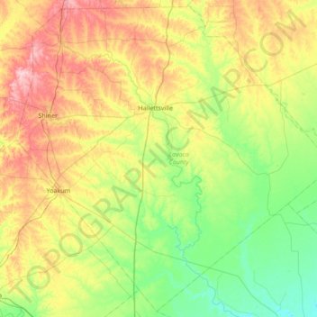 Lavaca County topographic map, elevation, terrain
