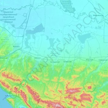 Абинский район topographic map, elevation, terrain