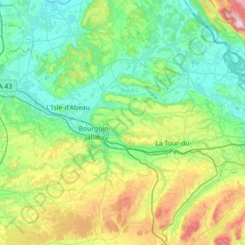 La Bourbre topographic map, elevation, terrain