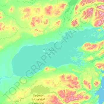 Iliamna Lake topographic map, elevation, terrain