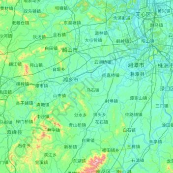 湘潭市 topographic map, elevation, terrain