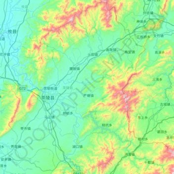 茶陵县 topographic map, elevation, terrain
