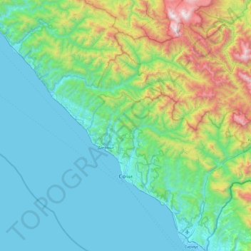Сочи topographic map, elevation, terrain