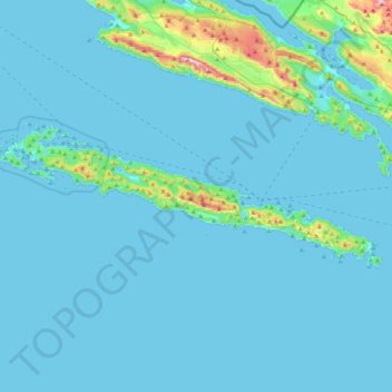 Mljet topographic map, elevation, terrain