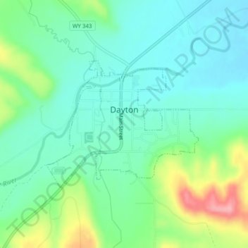 Dayton topographic map, elevation, terrain