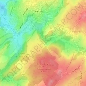 Eyneburg topographic map, elevation, terrain