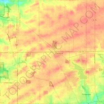 Caledonia Township topographic map, elevation, terrain