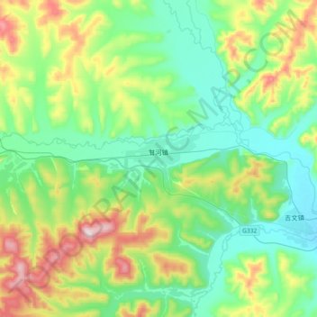 甘河镇 topographic map, elevation, terrain