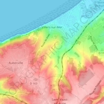 Villers-sur-Mer topographic map, elevation, terrain