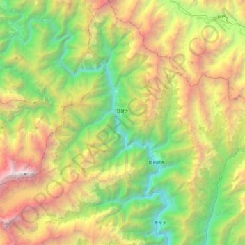 甘登乡 topographic map, elevation, terrain