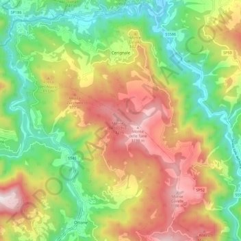 Cerignale topographic map, elevation, terrain