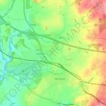 Donington topographic map, elevation, terrain