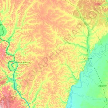 Свободненский район topographic map, elevation, terrain