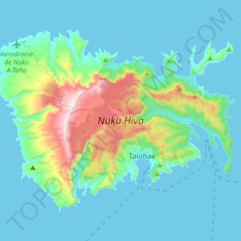 Nuku Hiva topographic map, elevation, terrain