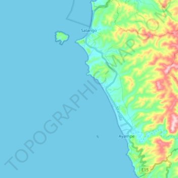 Parroquia Salango topographic map, elevation, terrain