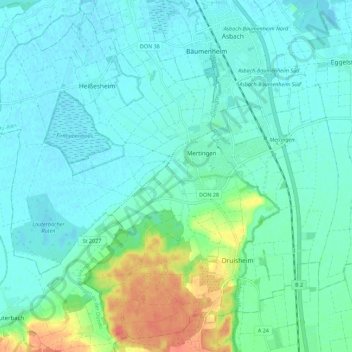 Bavaria topographic map, elevation, terrain