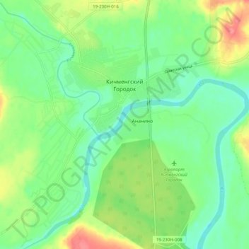 Кичменгский Городок topographic map, elevation, terrain