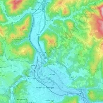 Gratkorn topographic map, elevation, terrain