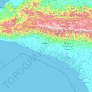 Mimika topographic map, elevation, terrain