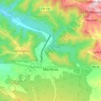 Mechtras topographic map, elevation, terrain