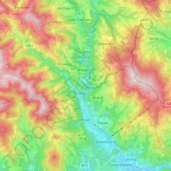 Anger topographic map, elevation, terrain
