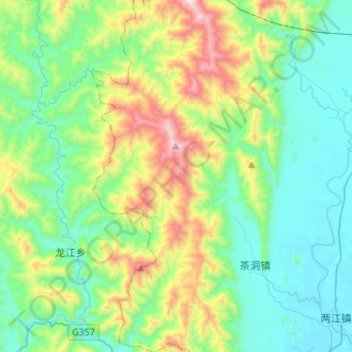 茶洞乡 topographic map, elevation, terrain