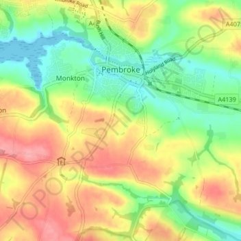 Pembroke topographic map, elevation, terrain
