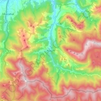 Ataun topographic map, elevation, terrain