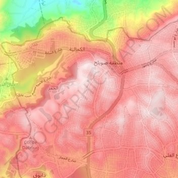 Sweileh topographic map, elevation, terrain