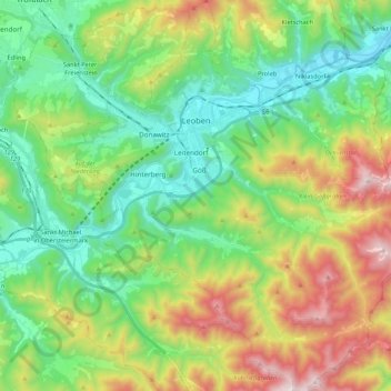 Leoben topographic map, elevation, terrain