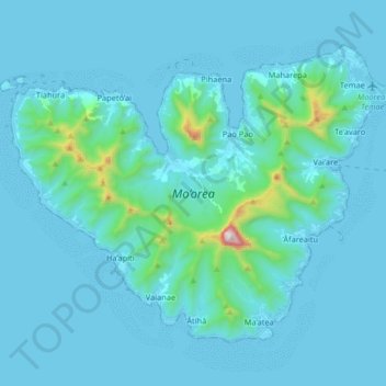 Mo’orea topographic map, elevation, terrain