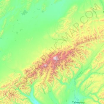 Denali National Park and Preserve topographic map, elevation, terrain