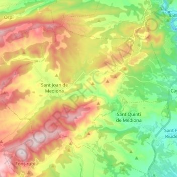 Mediona topographic map, elevation, terrain