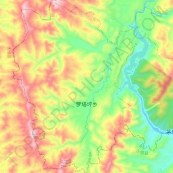 罗塔坪乡 topographic map, elevation, terrain