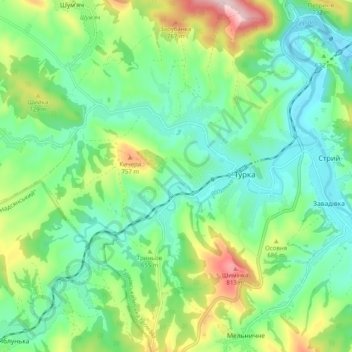 Турка topographic map, elevation, terrain
