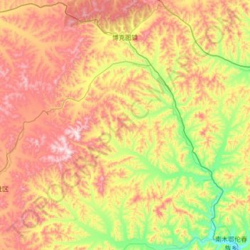 博克图镇 topographic map, elevation, terrain