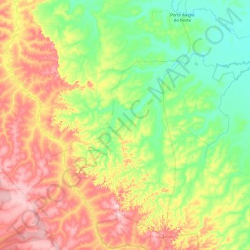 Canabrava do Norte topographic map, elevation, terrain
