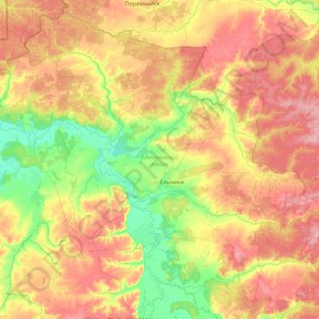 Ельниковский район topographic map, elevation, terrain